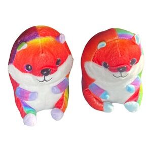 (2) Nanco Belly Buddies Plush Hamster Mini 5" Stuffed Animal Rainbow Tie Dye Toy